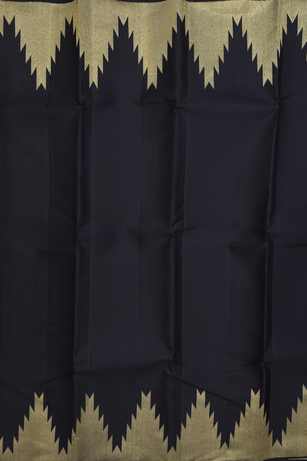 Kanchipuram Silk Saree In Black With Temple Border
