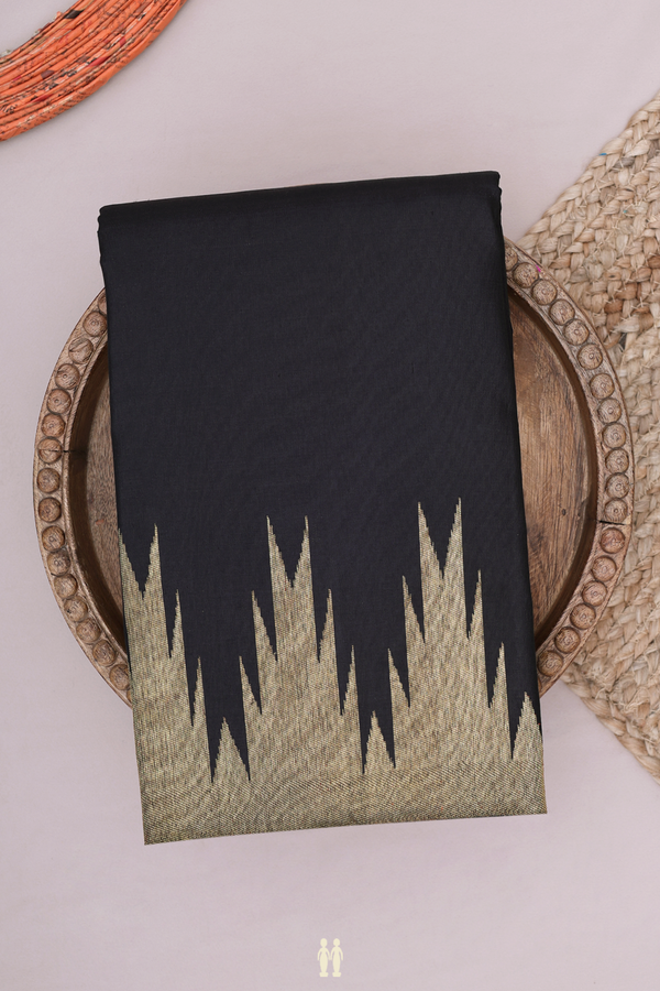 Kanchipuram Silk Saree In Black With Temple Border