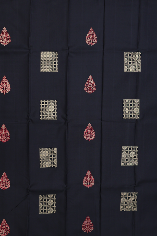 Kanchipuram Silk Saree In Black With Thilagam Motifs