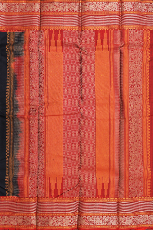 Kanchipuram Silk Saree In Black With Threadwork Buttas