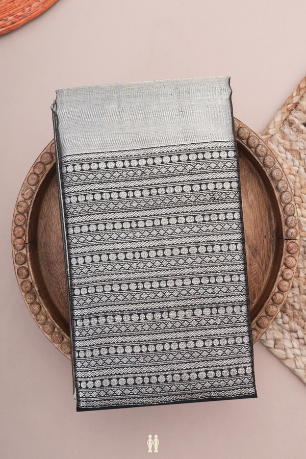 Kanchipuram Silk Saree In Black With Twill Weave