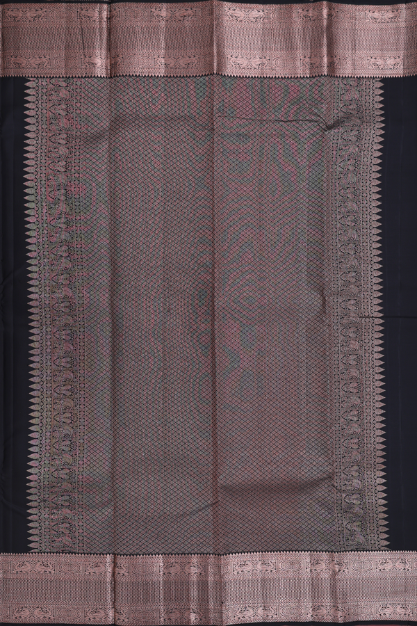Kanchipuram Silk Saree In Black With Zari Border