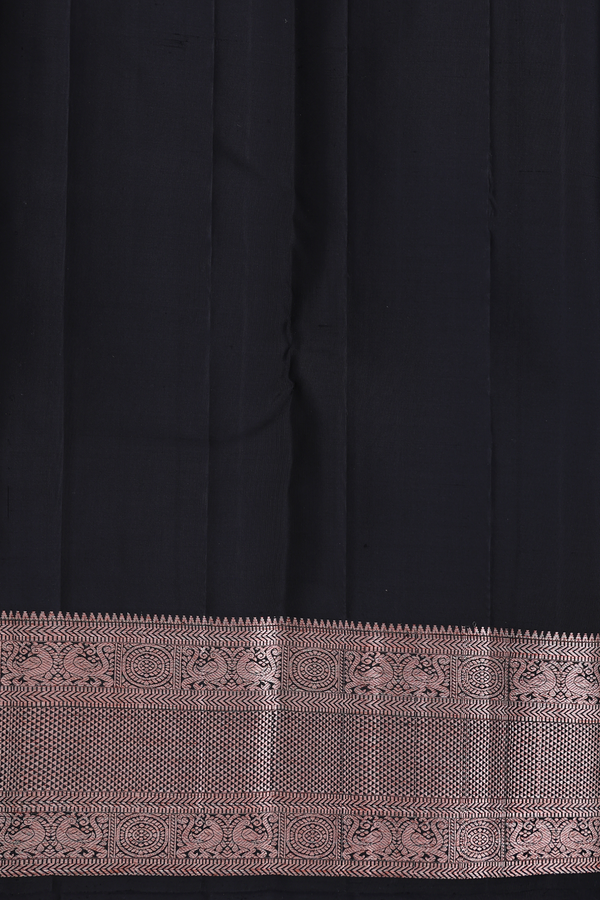 Kanchipuram Silk Saree In Black With Zari Border