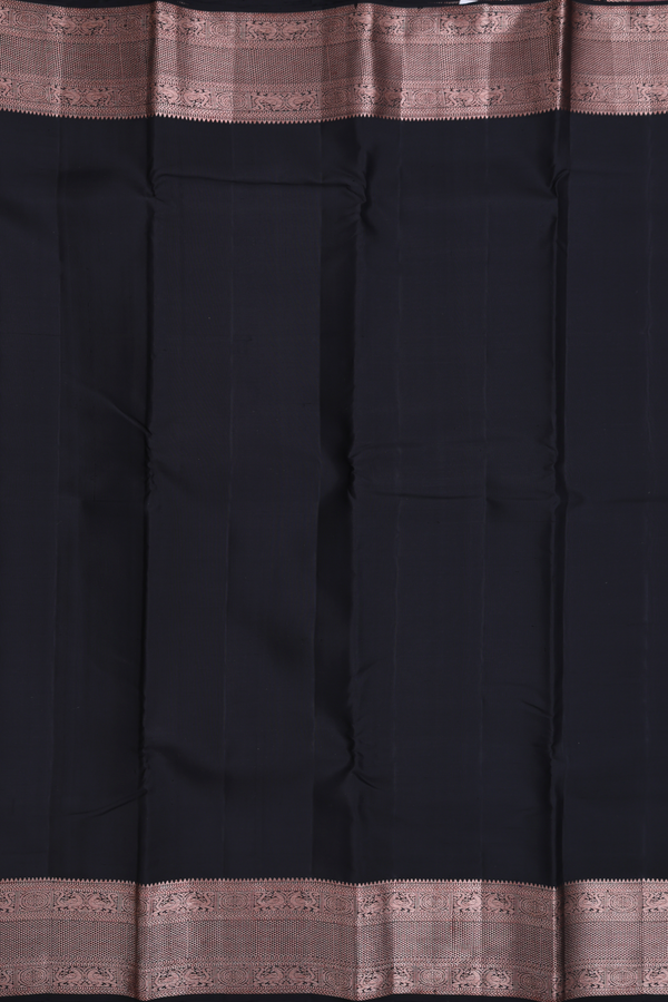 Kanchipuram Silk Saree In Black With Zari Border