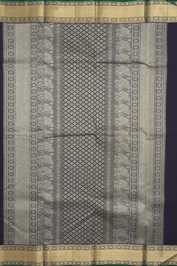 Kanchipuram Silk Saree In Black With Zari Buttas