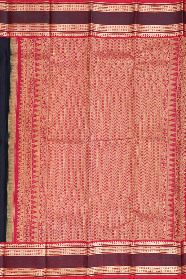 Kanchipuram Silk Saree In Black With Zari Buttas