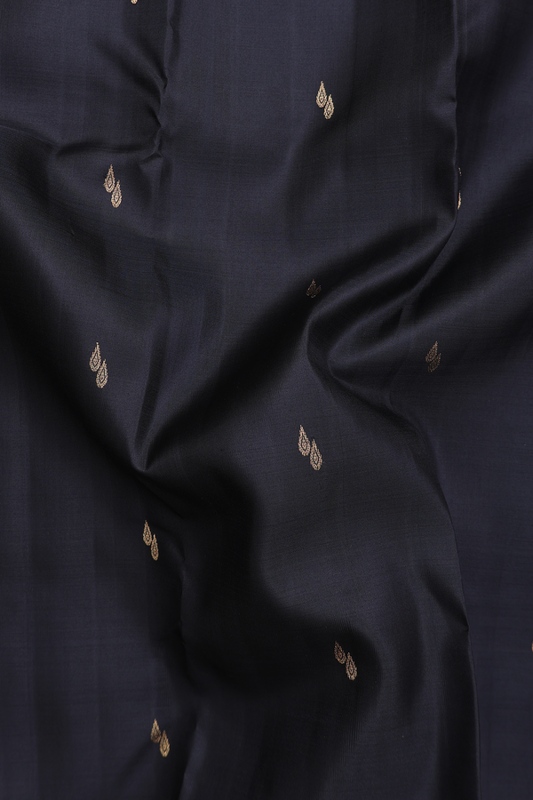 Kanchipuram Silk Saree In Black With Zari Buttas