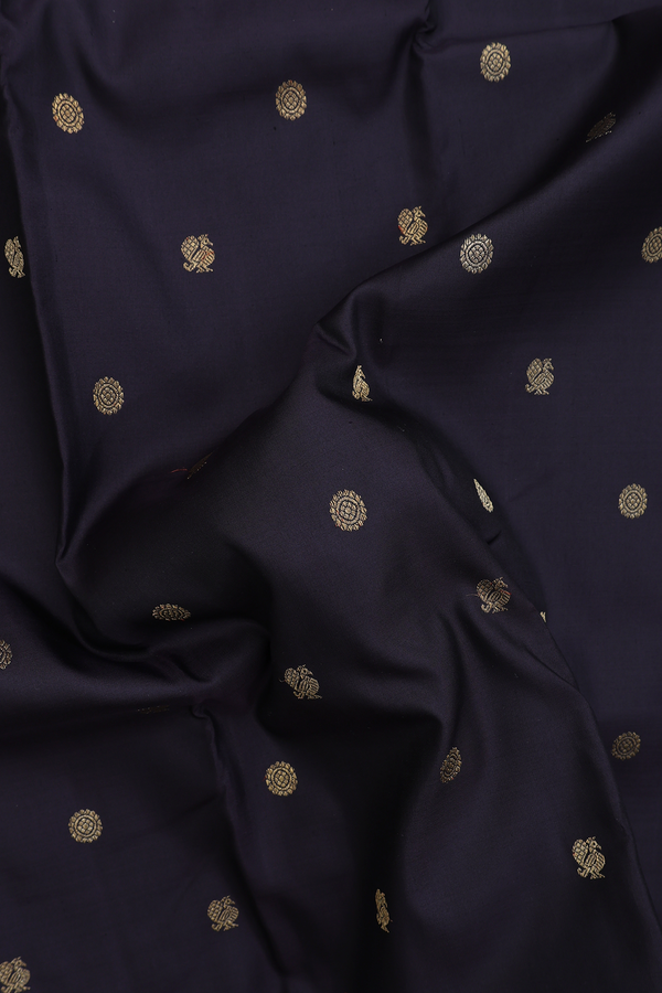 Kanchipuram Silk Saree In Black With Zari Buttas