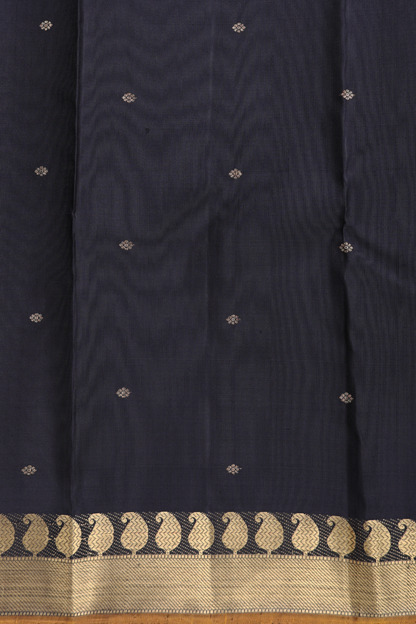 Kanchipuram Silk Saree In Black With Zari Buttis