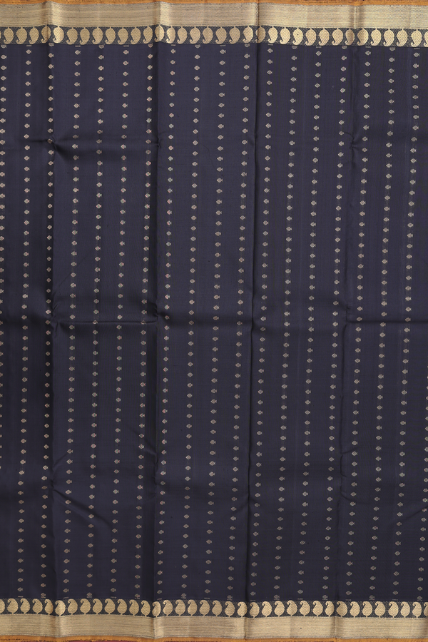 Kanchipuram Silk Saree In Black With Zari Buttis