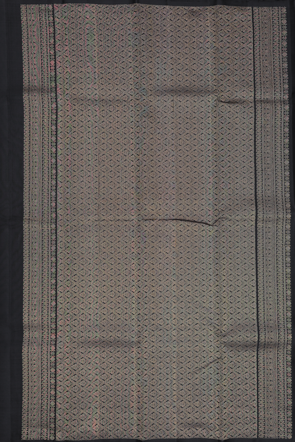 Kanchipuram Silk Saree In Black With Zari Motifs