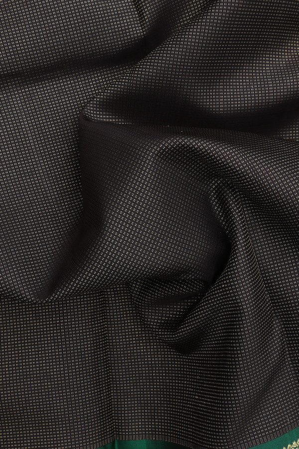 Kanchipuram Silk Saree In Black With Zari Stripes Design