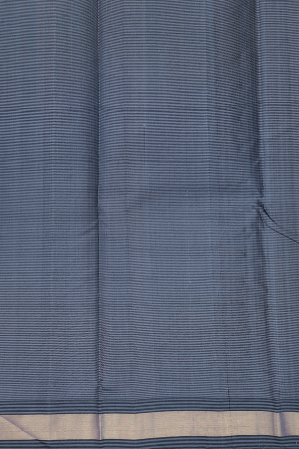 Kanchipuram Silk Saree In Blue And Black With Checks Design