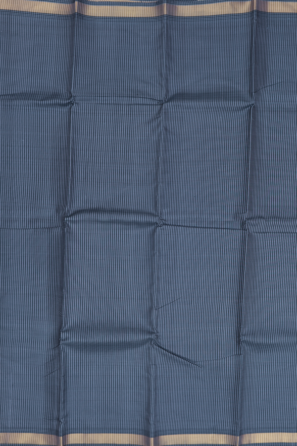 Kanchipuram Silk Saree In Blue And Black With Checks Design