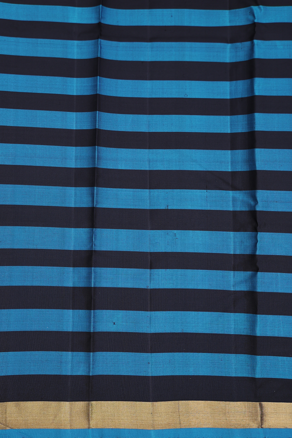 Kanchipuram Silk Saree In Blue And Black With Checks Design