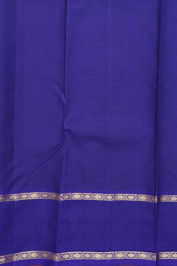Kanchipuram Silk Saree In Blue And Brown With Checks Design