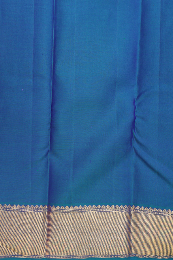 Kanchipuram Silk Saree In Blue And Green With Floral Design