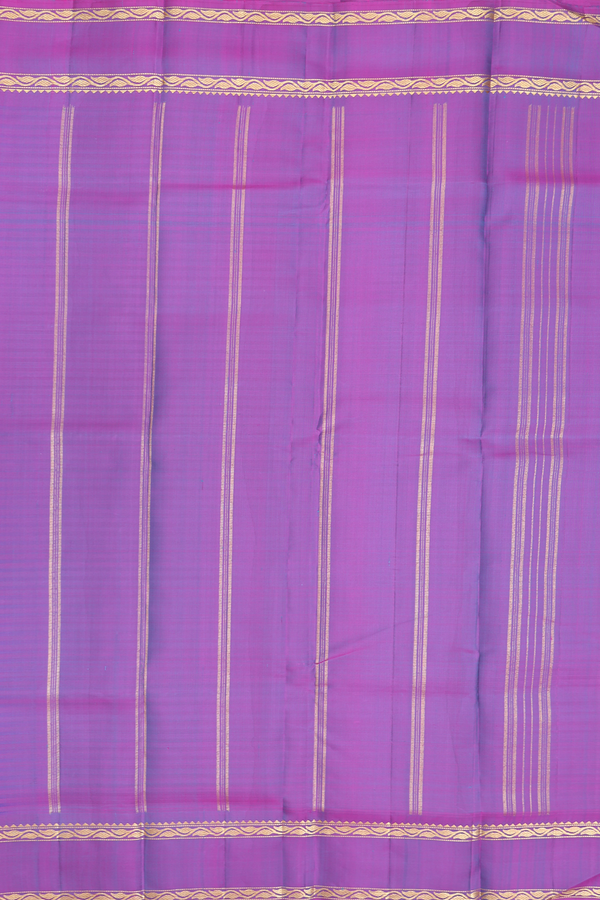 Kanchipuram Silk Saree In Blue And Green With Stripes Design