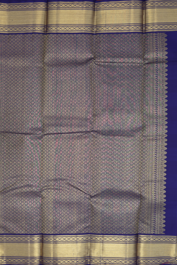 Kanchipuram Silk Saree In Blue And Pink With Checked Design
