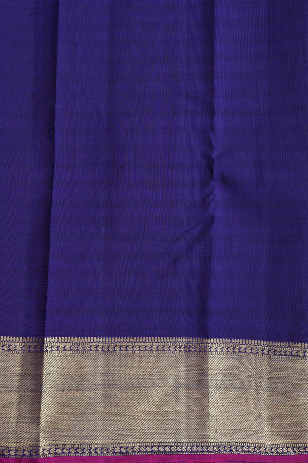 Kanchipuram Silk Saree In Blue And Purple With Stripes Design