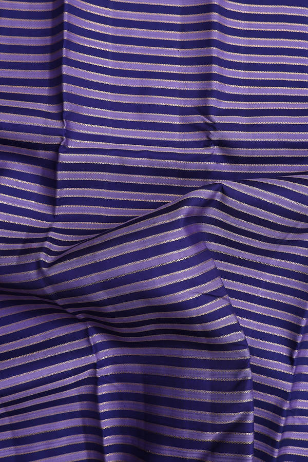 Kanchipuram Silk Saree In Blue And Purple With Stripes Design