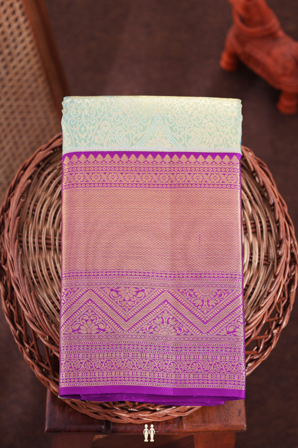 Kanchipuram Silk Saree In Blue Tissue With Allover Design