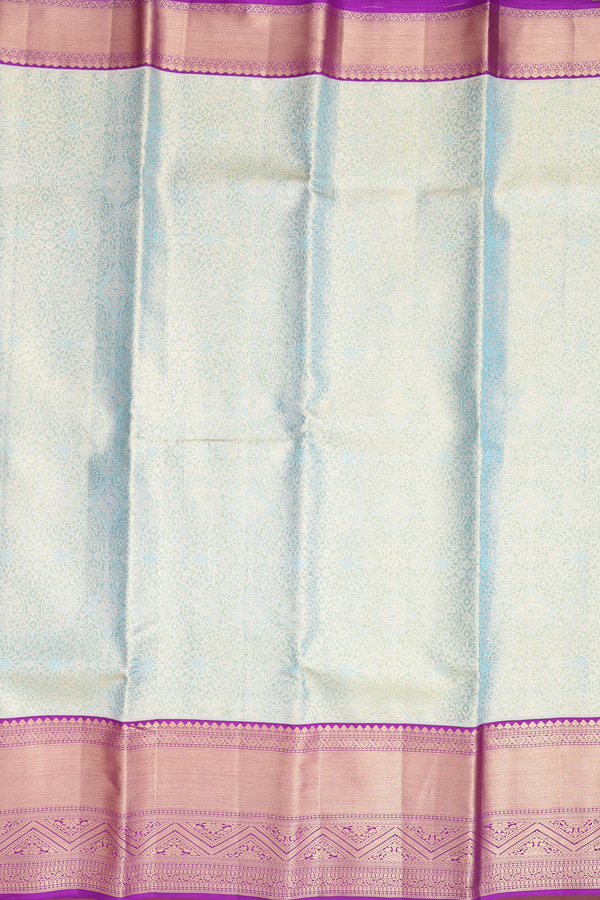 Kanchipuram Silk Saree In Blue Tissue With Allover Design