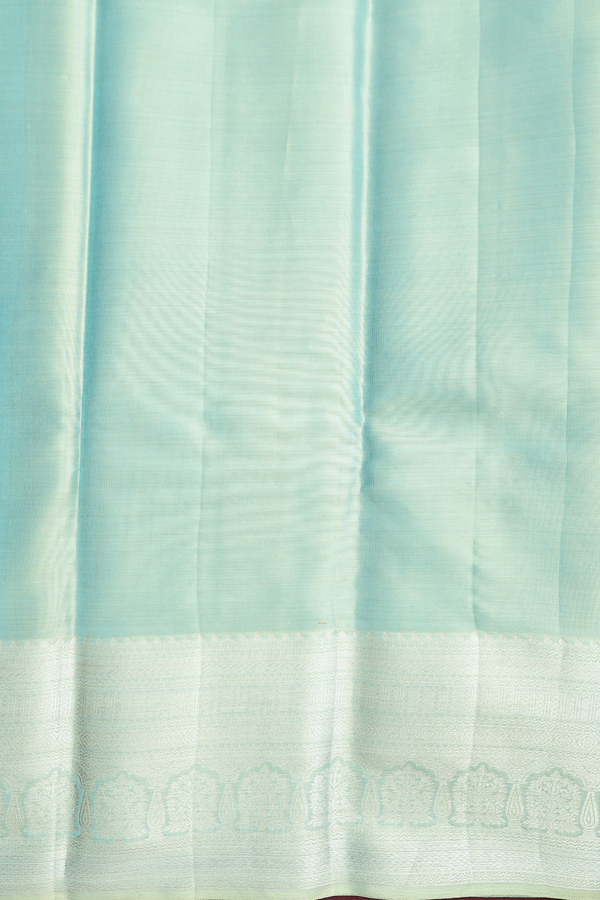 Kanchipuram Silk Saree In Blue Tissue With Tree Motifs