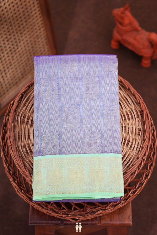 Kanchipuram Silk Saree In Blue With Brocade Design
