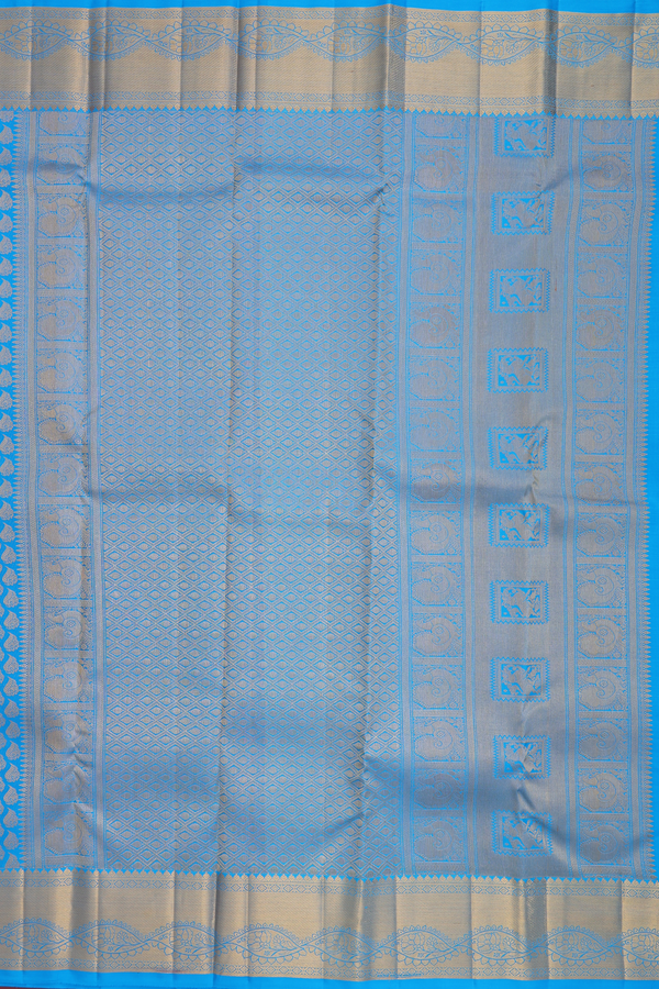 Kanchipuram Silk Saree In Blue With Brocade Design