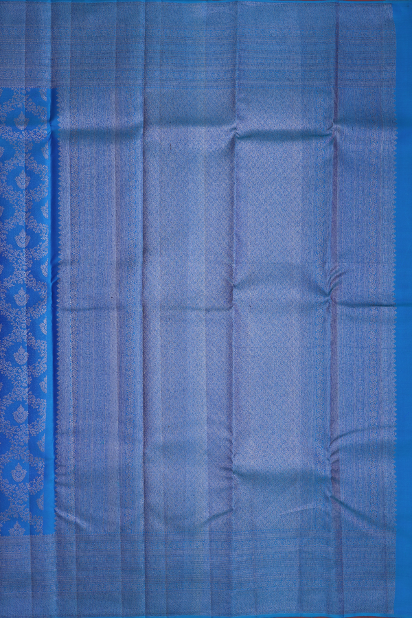 Kanchipuram Silk Saree In Blue With Brocade Design