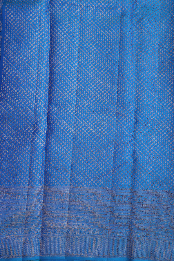 Kanchipuram Silk Saree In Blue With Brocade Design