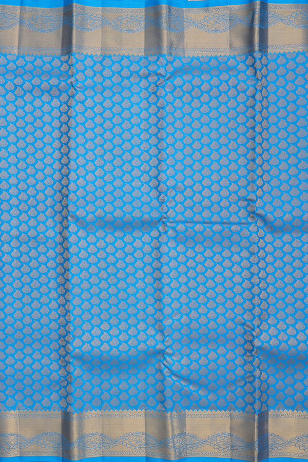 Kanchipuram Silk Saree In Blue With Brocade Design