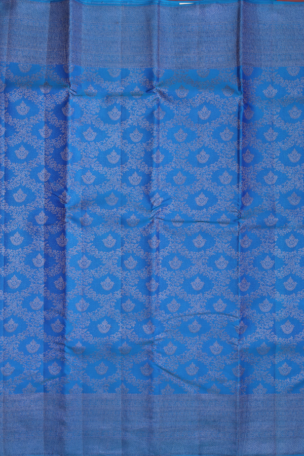 Kanchipuram Silk Saree In Blue With Brocade Design