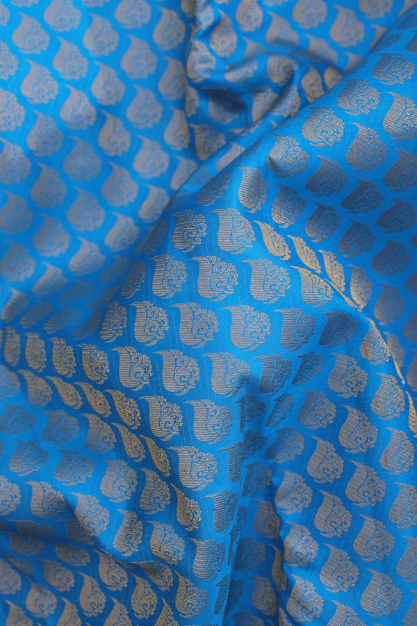 Kanchipuram Silk Saree In Blue With Brocade Design