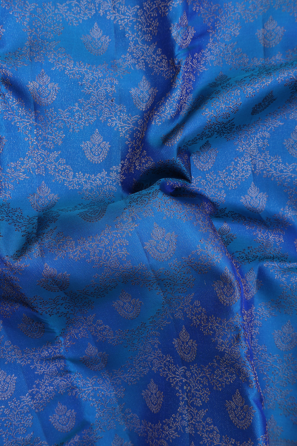 Kanchipuram Silk Saree In Blue With Brocade Design
