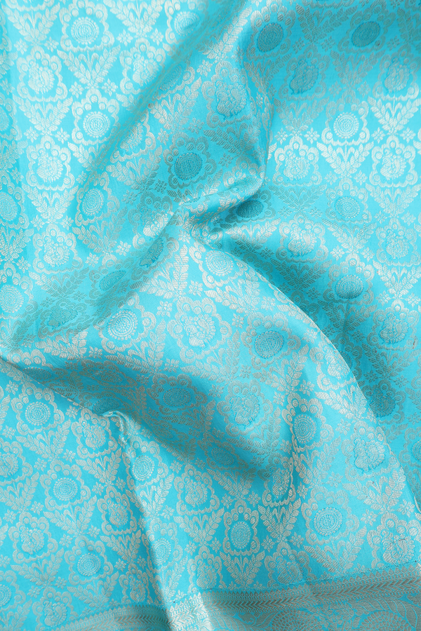 Kanchipuram Silk Saree In Blue With Brocade Design