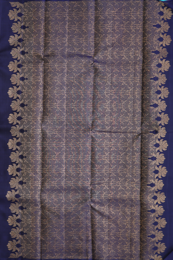 Kanchipuram Silk Saree In Blue With Zari Buttas