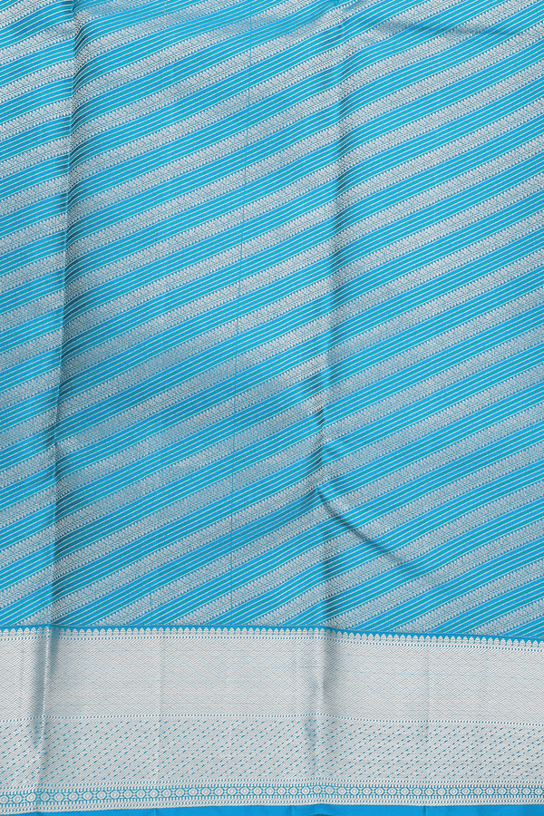 Kanchipuram Silk Saree In Blue With Floral Design