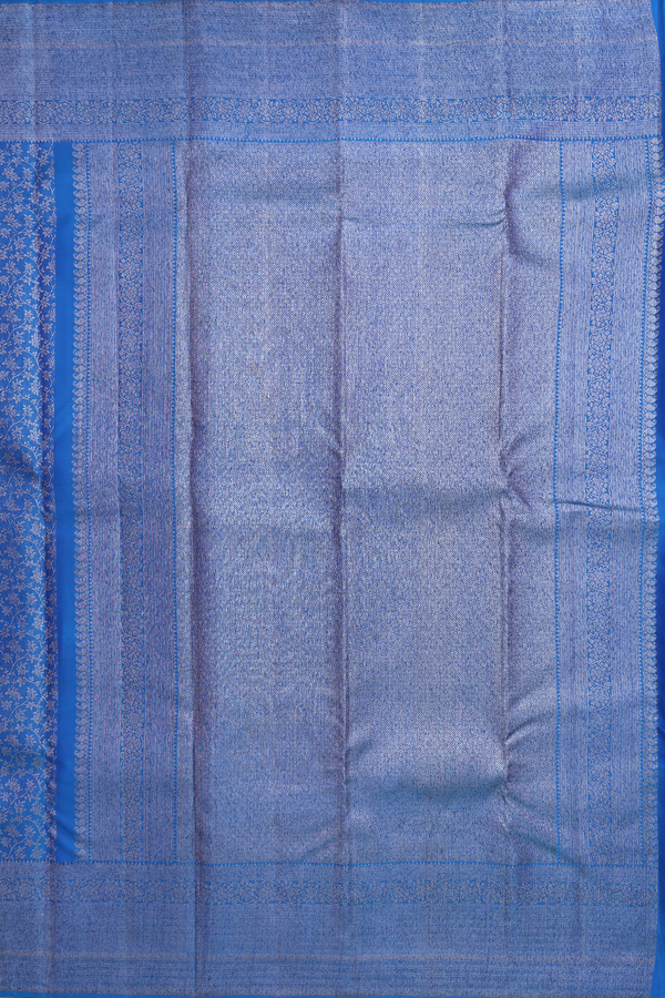 Kanchipuram Silk Saree In Blue With Floral Design