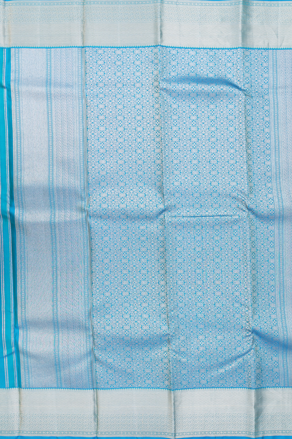 Kanchipuram Silk Saree In Blue With Floral Design