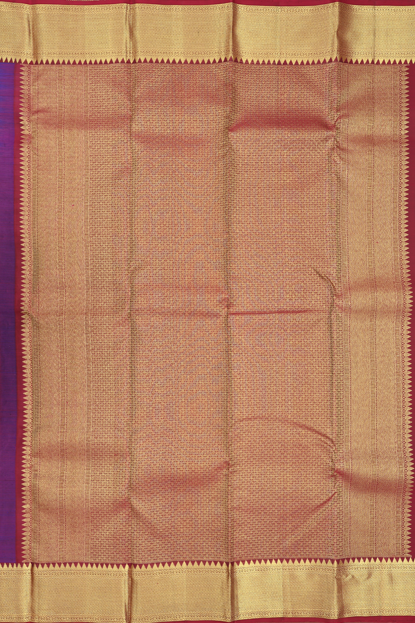 Kanchipuram Silk Saree In Blue With Geometric Design