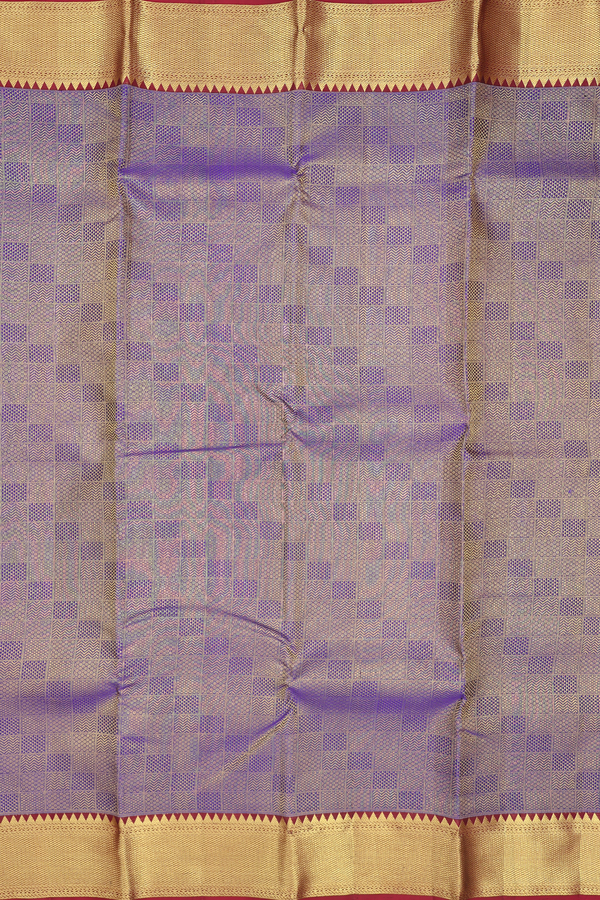 Kanchipuram Silk Saree In Blue With Geometric Design