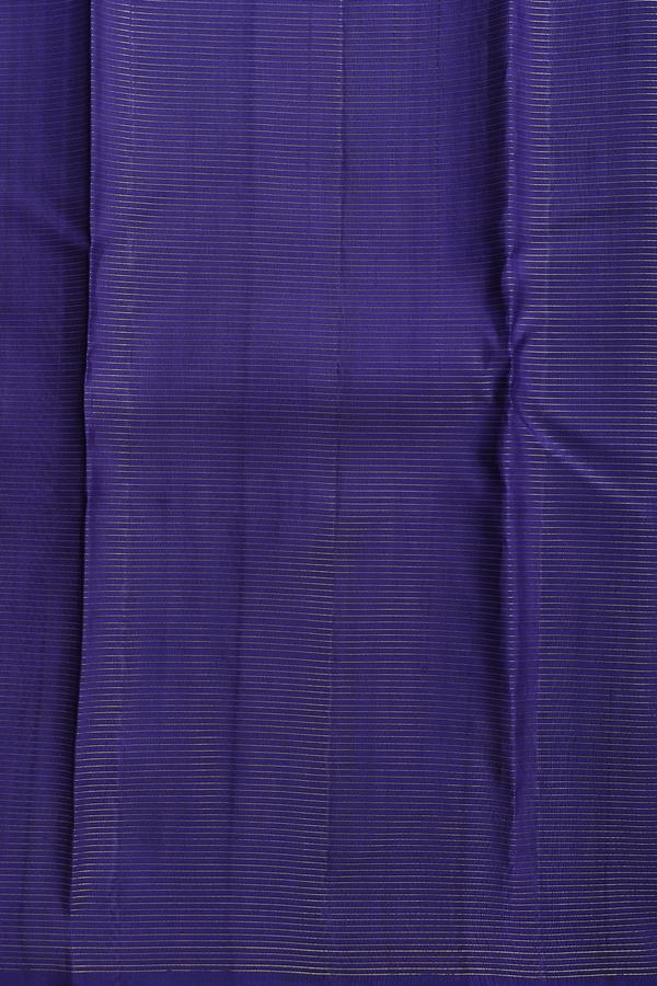 Kanchipuram Silk Saree In Blue With Half And Half Design