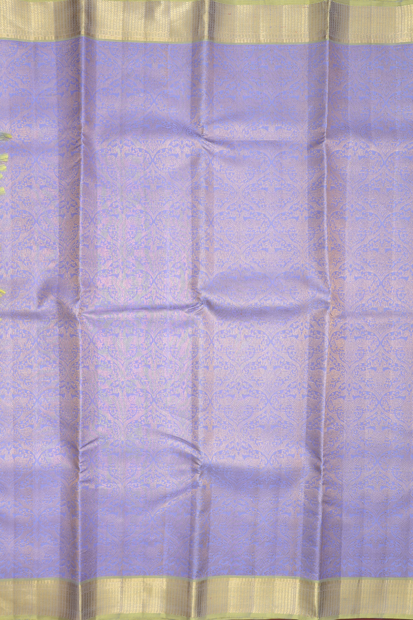 Kanchipuram Silk Saree In Blue With Iruthalai Pakshi Design