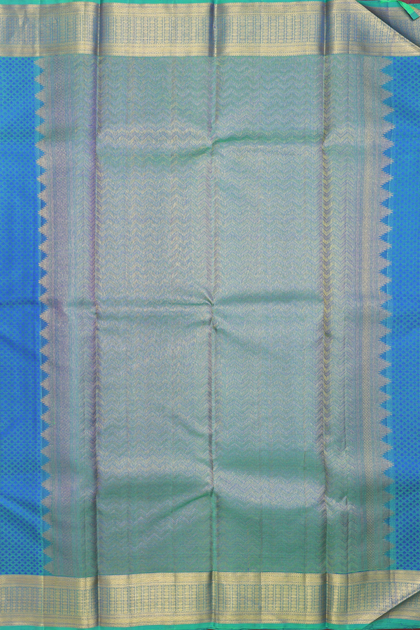 Kanchipuram Silk Saree In Blue With Jacquard Pattern