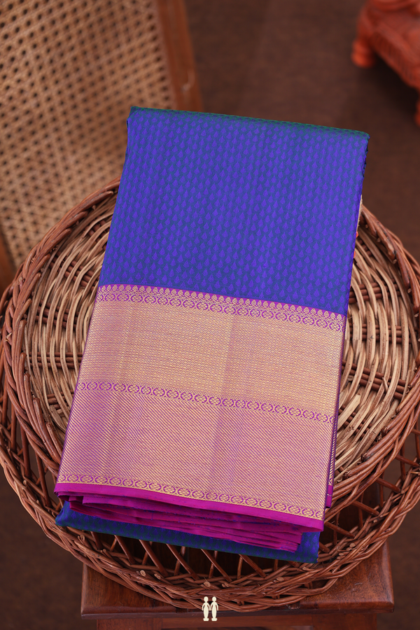 Kanchipuram Silk Saree In Blue With Jacquard Pattern