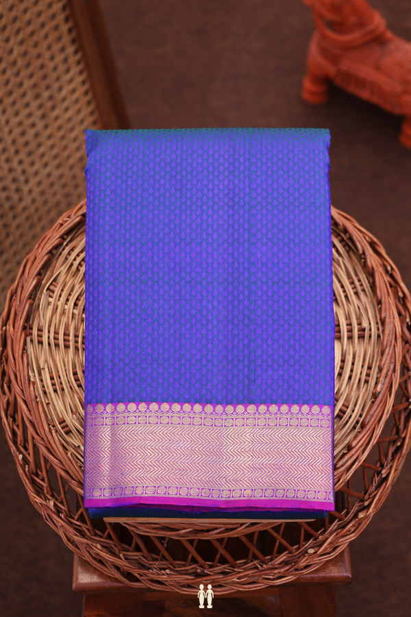 Kanchipuram Silk Saree In Blue With Jacquard Pattern