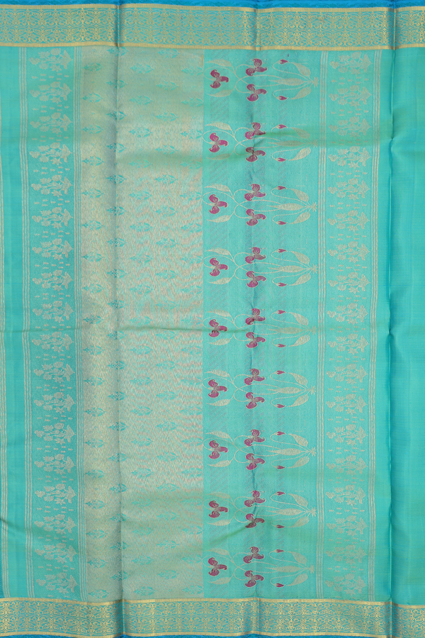 Kanchipuram Silk Saree In Blue With Jacquard Pattern
