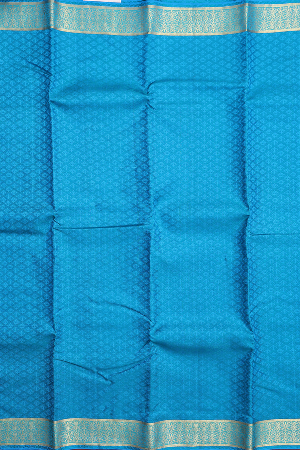 Kanchipuram Silk Saree In Blue With Jacquard Pattern